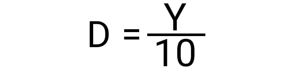 An image showing the formula for calculating decades from a number of years.